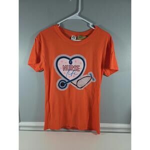 Nurse Life Graphic Tee Women’s Small Orange Shirt NEW Healthcare
